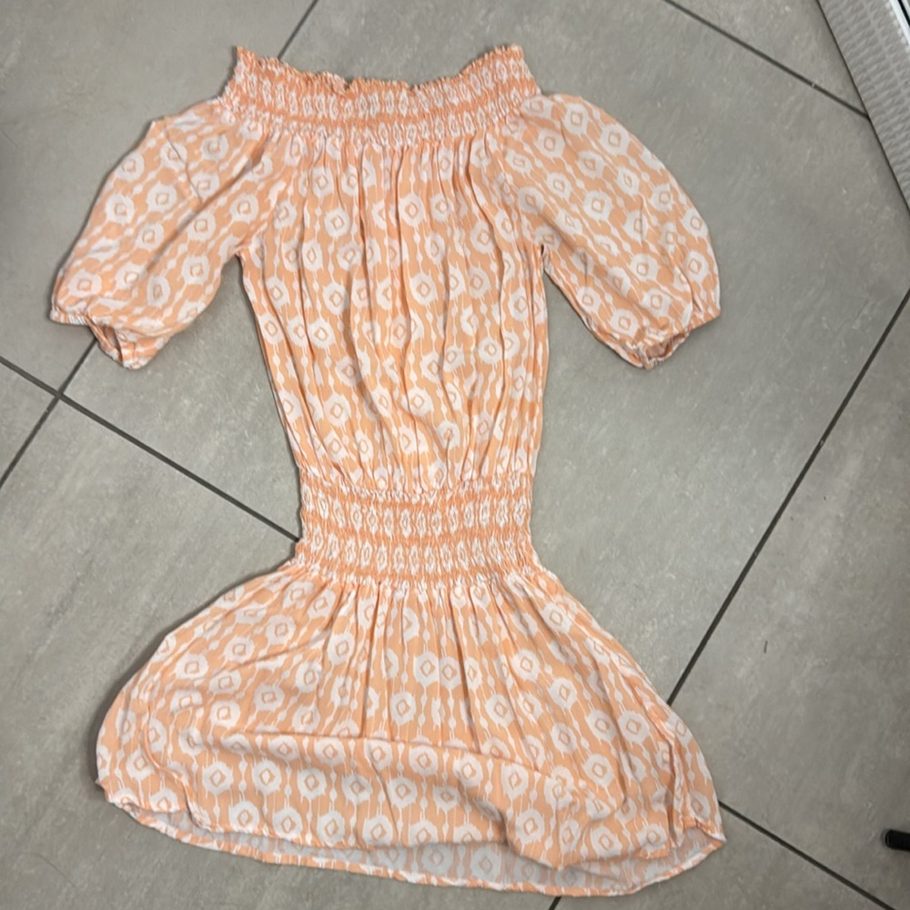 Off-Shoulder Peach Patterned Romper - image 2